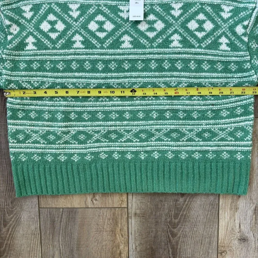 American Eagle Womens Green Fair Isle Crewneck Sweater Size L St. Patrick NWT - Picture 9 of 10